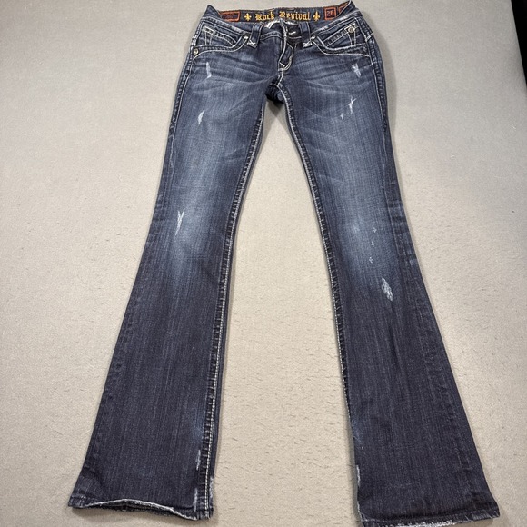Rock Revival Stephanie Boot Cut jeans womens 26 flap pocket distress - Picture 9 of 13